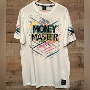 🌻 SWITCH REMARKABLE Money Master White Tee Men's size XL Paint Rhinestone